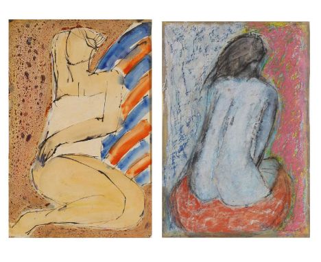 ▴ John Emanuel (b.1930)A seated nude from behind; A seated figurethe first signed 'John Emanuel' l.r., with a study of a recl