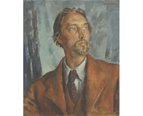 Neville Lewis (South African, 1895-1972)Portrait of a young man, bust-length, in a brown suit and waistcoatsigned 'Neville Le