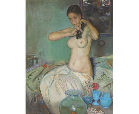 ▴ Attributed to Gabriel Morcillo Raya (Spanish, 1887-1973)'Sinfonia Azul' (Blue Symphony), 1930signed 'G Morcillo' l.l., insc
