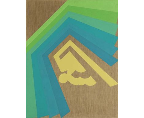 ▴ Victor Burgin (b.1941)Abstract in blue, green and yellowsigned 'Victor Burgin' verso, oil on canvas126.5 x 98.5cmCondition 
