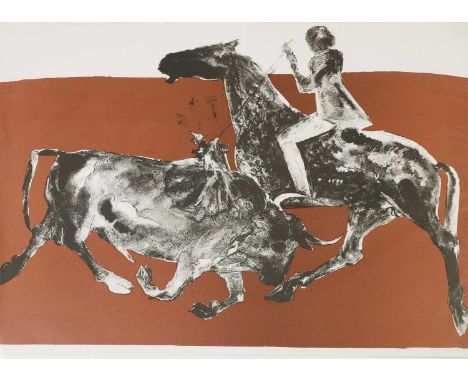 ▴ Dame Elisabeth Frink CH RA (1930-1993)'Rejoneadora I' lithograph in colours,1973, proof, signed 'Frink' in pencil l.r., wit