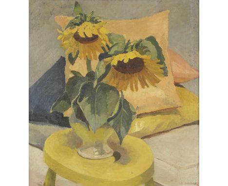 ▴ Diana Low (1911-1975)Sunflowersinscribed 'Diana Low' verso, oil on canvas61 x 56cmExhibited: Birmingham Exhibition, 1936.Co