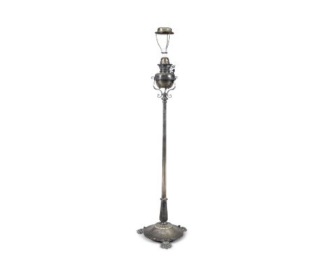 A VICTORIAN CHROME PLATED STANDARD OIL LAMP,converted to electricity 132cm high to fittingProvenance: Drummin House, Carbury,