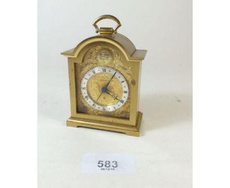 A Swiza boudoir gilt metal alarm clock