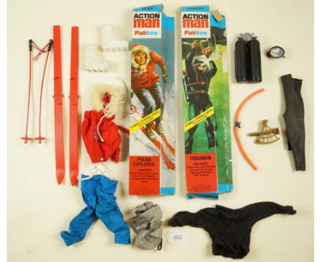 An Action Man Polar Explorer outfit boxed plus a Frogman Outfit (perished) boxed