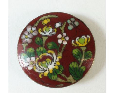 A small Chinese cloisonne enamel pill box 4cm diameter