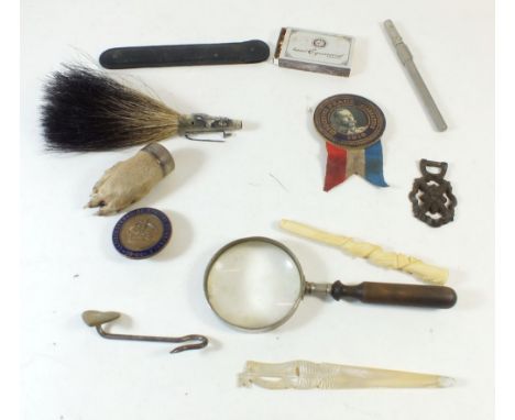 A box of collectables, including Gloucestershire Special Constable badge 1819, Gloucester Peace Badge etc