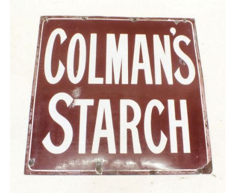 A large early 20th century Colmans Starch metal and enamel sign - 92 x 97cm