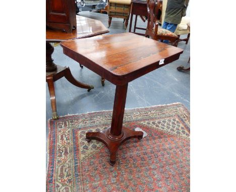 A WM.IV.ROSEWOOD LAMP TABLE ON OCATAGONAL TAPERED COLUMN AND PLATFORM BASE.   W.53 x H.73cms.