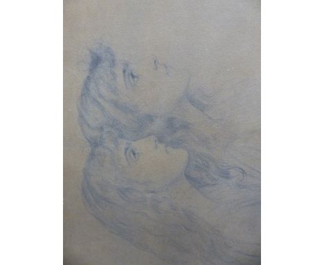 VIOLET LINDSAY.   PORTRAIT OF MARY AND ALICE MONTAGUE, PENCIL SIGNED AND DATED 1891.   33.5 x 42cms.