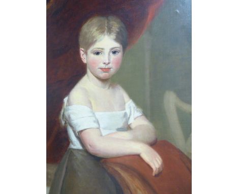 EARLY 19th.C.ENGLISH SCHOOL.  A PORTRAIT OF A YOUNG GIRL, OIL ON CANVAS.   77 x 64cms.