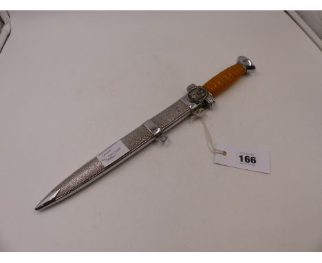 A THIRD REICH DRK LEADER'S DAGGER WITH PLATED BLADE, PLATED SCABBARD AND HILT.