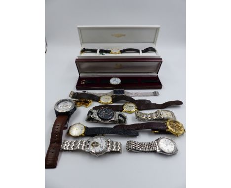 A SELECTION OF WATCHES TO INCLUDE A GARRARD AND A LONGINES PRESENTATION WATCH, A LADIES GUCCI BRACELET WATCH REF NUMBER 6100L