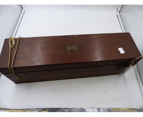 A GOOD 19th.C.BRASS SURVEYOR'S LEVELAND COMPASS  BY J GARGORY, BIRMINGHAM COMPLETE IN A FITTED MAHOGANY BOX.
