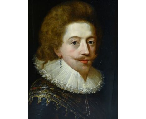 ATTRIBUTED TO PAUL VAN SOMER (1577-1621) HALF LENGTH PORTRAIT OF SIR LEONARD BUTTS WEARING ARMOUR OIL ON PANEL 76 X 60 CM