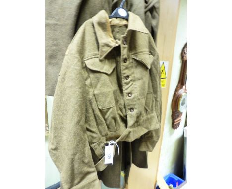 A BRITISH HOME GUARD BRX10 BATTLEDRESS BLOUSE No.12 TOGETHER WITH A MATCHING GREAT COAT.