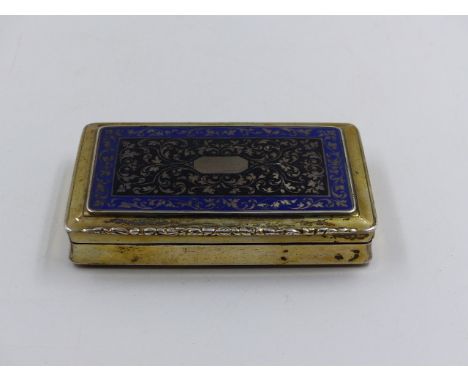 A WHITE METAL AND ENAMEL LARGE SNUFF BOX WITH A GILDED INNER, STAMPED ON BOTH LID AND BASE IS AN AUSTRO-HUNGARIAN EMPIRE SILV