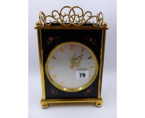 A VINTAGE LUXOR MANTLE CLOCK WITH 8-DAY MOVEMENT, THE REAR OF THE CASE WITH INSCRIPTION, EDWARD MONCUR-FROM THE STAFF OF THE 