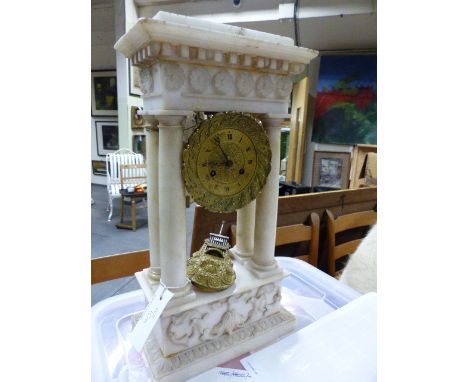 A 19th.C.MARBLE CASED PORTICO CLOCK WITH GILT BRASS DIAL SIGNED LANNAUX A.VESOUL.