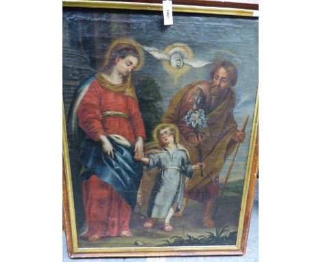 OLD MASTER SCHOOL, THE HOLY FAMILY, OIL ON CANVAS.    101 x 75cms.