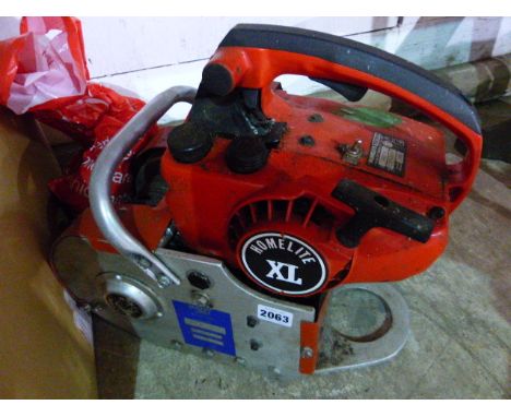 A HOMELITE PETROL POWER WINCH AND A BOX OF VARIOUS TOOLS,ETC.