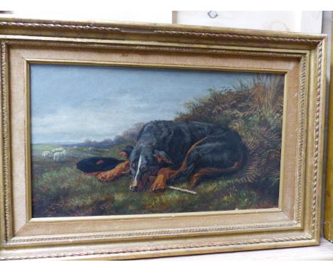 R.WATROUGH (19th.C.)  A PORTRAIT OF A SHEEP DOG, A SIGNED OIL ON CANVAS INSCRIBED AND DATED ON REVERSE.   H.27 x W.46cms.