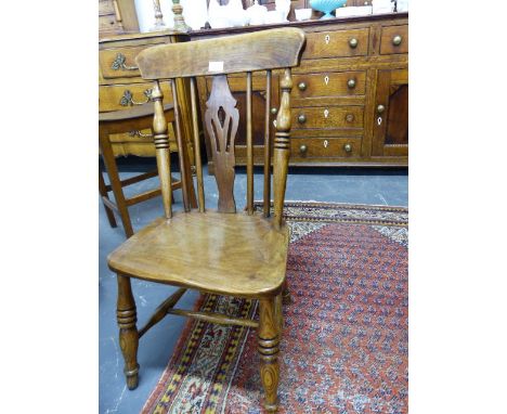 A 19th.C.BEECH AND ELM CHILD'S STICK BACK SIDE CHAIR.