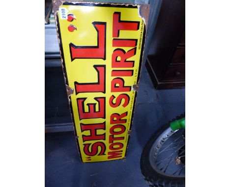 A GOOD SHELL MOTOR SPIRIT ADVERTISING ENAMEL SIGN.