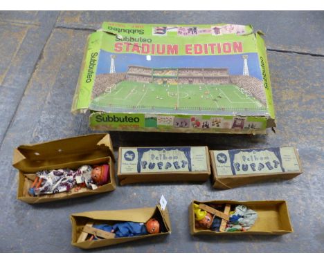 A VINTAGE BOXED SUBBUTEO GAME AND THREE PELHAM PUPPETS.