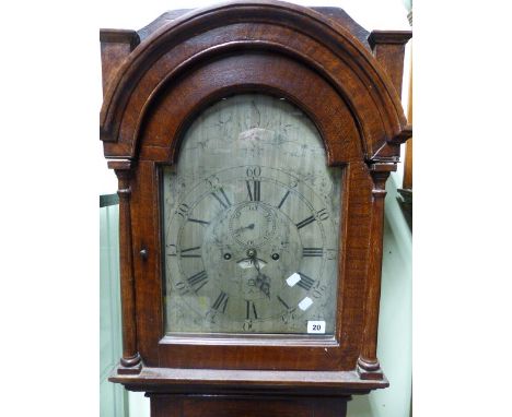 A LATE GEORGIAN PAINTED PINE CASED 8-DAY LONGCASE CLOCK WITH 12" SILVERED ARCH DIAL AND SUBSIDERY SECONDS AND DATE APPERTURE.