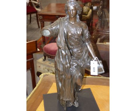 An Antique bronze of a a classical standing maiden, possibly French