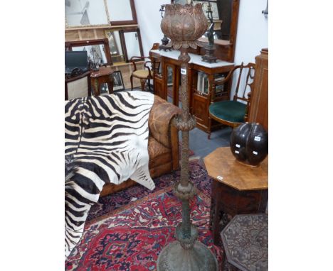 A Moorish pierced copper standard lamp