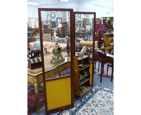A 19th.c.mahogany and glazed panel three fold screen