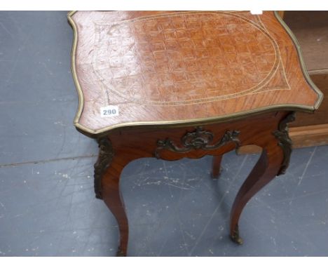 A continental parquetry inlaid and bronze mounted occasional table