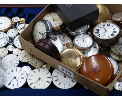 A collection of various silver cased and other pocket watches, a pocket compass and various watch movements,etc