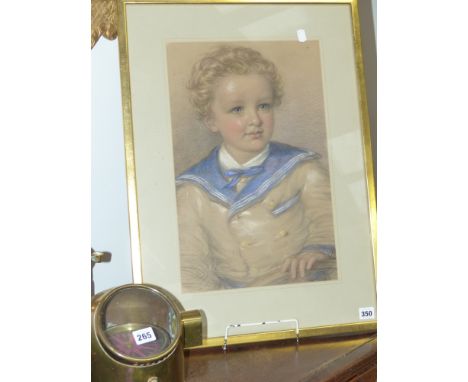 19th.C. English School Portrait of a Boy wearing a sailor suit, pastel