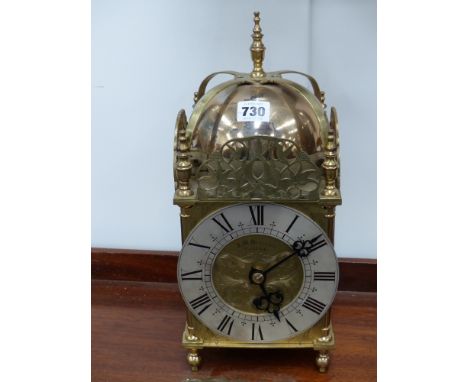 A 19th.c.brass cased lantern clock with fusee movement by J W Benson, London