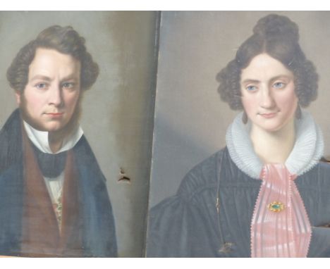 19th Century Scandinavian School. Portrait of a gentleman and lady. One signed indistinctly and dated 1836. Oil on canvas