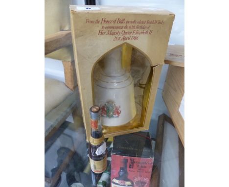 Bells Celebration scotch Queen Elizabeth II 60th birthday 750cl and a miniature bottle of Marc a L'echelle
