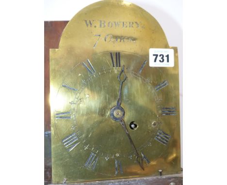An unusual Georgian fusee bracket clock movement mounted on polychrome decorated bracket and within an associated period pain