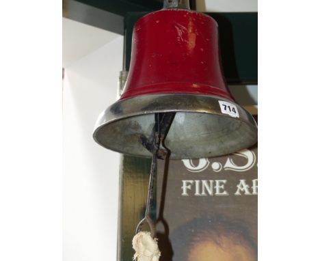 A Nicked bronze fire bell with pivoted clapper