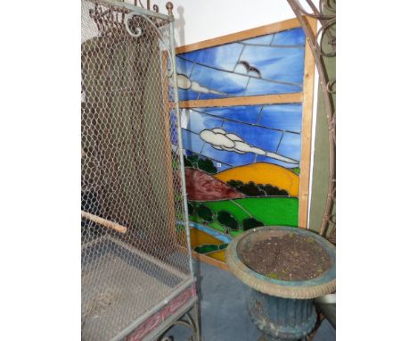 An art deco style stained glass panel