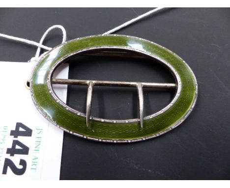 A Liberty & Co hallmarked silver and enamel oval buckle