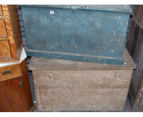 A Victoran painted pine blanket chest and an elm trunk
