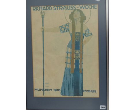 Ludwig. Hohlwein (1874-1949) Colour lithograph poster for Richard Strauss, Munich 1910