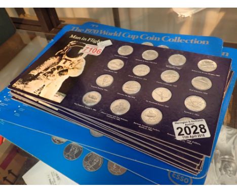 11 Man in flight shell token sets and three Esso 1970 World Cup coin collector sets 