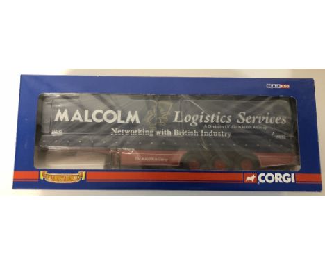 Corgi 1/50 scale CC19907 curtainside trailer W H Malcolm Logistics Services brand new ex shop stock boxed