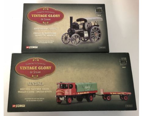 Corgi 1/50 scale vintage glory of steam Fowler traction engine and Sentinel wagon model both boxed