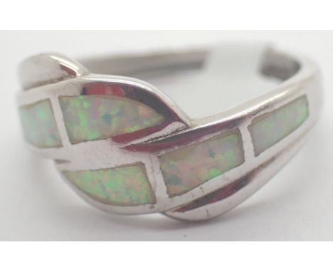 925 silver opal set ring size Q