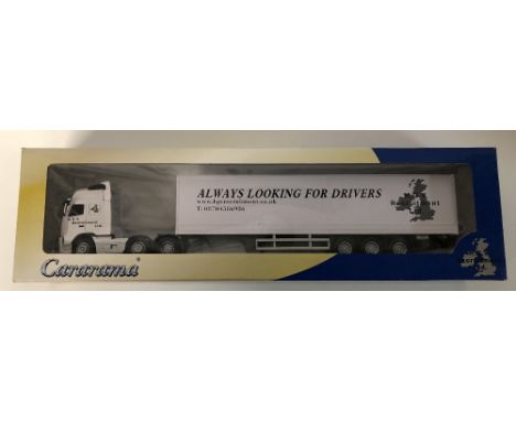 Cararama 1/50 scale Volvo FH12 artic with box trailer in HGV Recruitment Ltd livery
